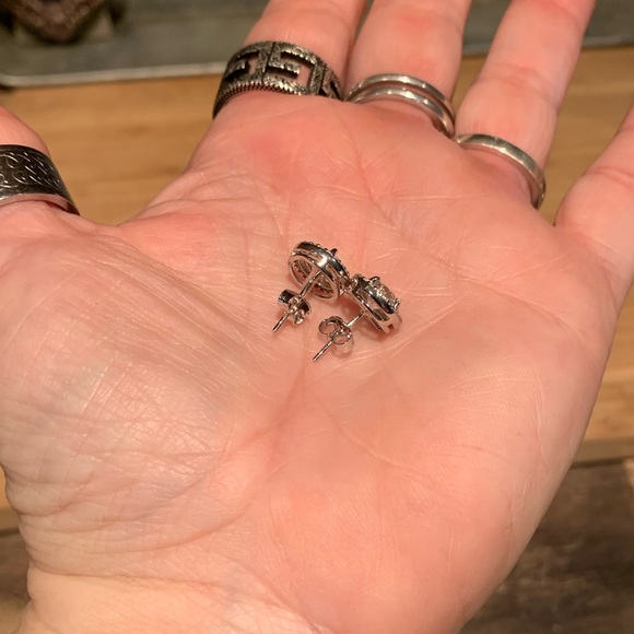 Over 2 cttw Moissanite halo earrings - Picture 3 of 5